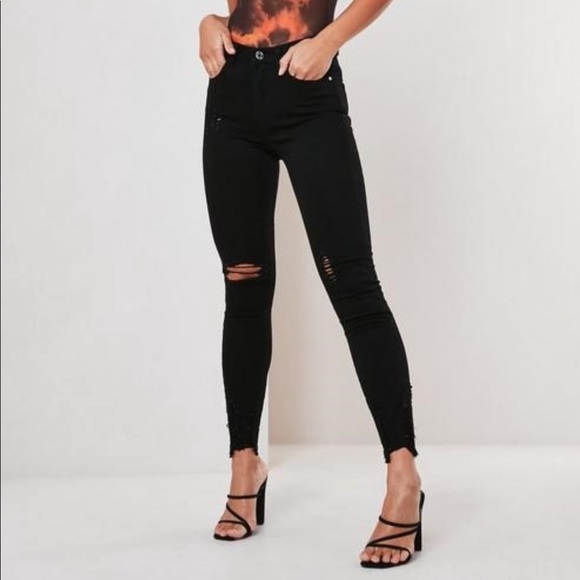 Missguided Denim - Sinner Highwaisted Destroyed Hem Tall Skinny Jeans